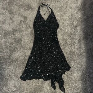 black sequin dress